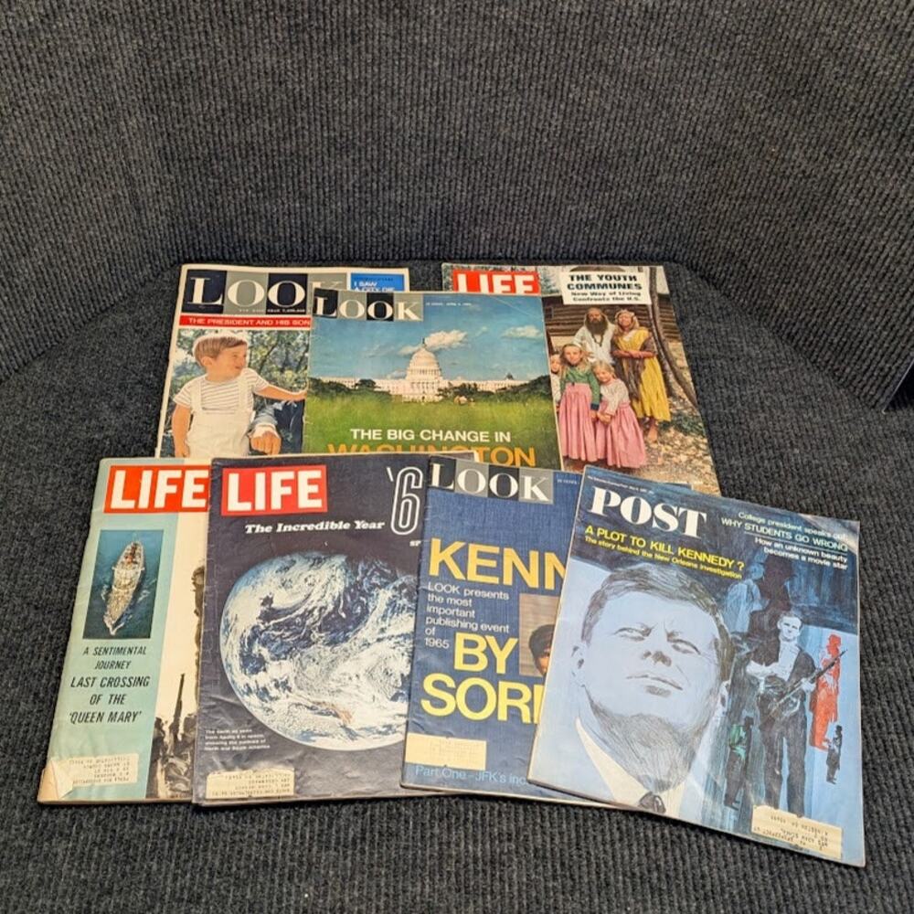 Vintage Life Look Post Magazine Lot Of 7 Kennedy USA Mid-Century 1960s JFK